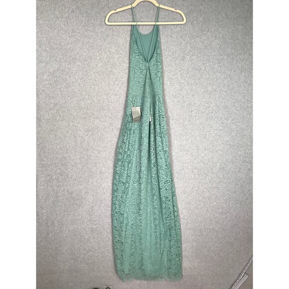 Love Design Dress XS Lace Backless Stretch High Slit Aqua Mint Evening Feminine - Picture 6 of 9